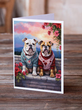 Load image into Gallery viewer, English Bulldog Two Hearts Greeting Cards - Blank Note Cards – 8-Pack of Artist-Designed Cards with Envelopes