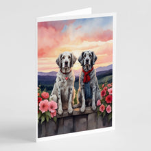 Load image into Gallery viewer, English Setter Two Hearts Greeting Cards - Blank Note Cards – 8-Pack of Artist-Designed Cards with Envelopes