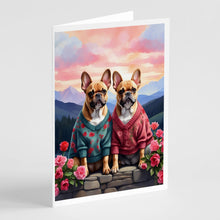 Load image into Gallery viewer, French Bulldog Two Hearts Greeting Cards - Blank Note Cards – 8-Pack of Artist-Designed Cards with Envelopes