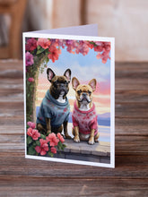 Load image into Gallery viewer, French Bulldog Two Hearts Greeting Cards - Blank Note Cards – 8-Pack of Artist-Designed Cards with Envelopes