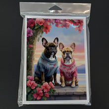 Load image into Gallery viewer, French Bulldog Two Hearts Greeting Cards - Blank Note Cards – 8-Pack of Artist-Designed Cards with Envelopes