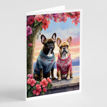 Load image into Gallery viewer, French Bulldog Two Hearts Greeting Cards - Blank Note Cards – 8-Pack of Artist-Designed Cards with Envelopes