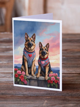 Load image into Gallery viewer, German Shepherd Two Hearts Greeting Cards - Blank Note Cards – 8-Pack of Artist-Designed Cards with Envelopes