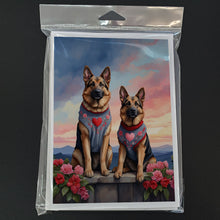 Load image into Gallery viewer, German Shepherd Two Hearts Greeting Cards - Blank Note Cards – 8-Pack of Artist-Designed Cards with Envelopes