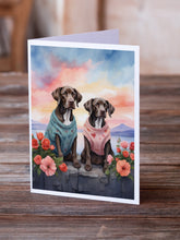 Load image into Gallery viewer, German Shorthaired Pointer Two Hearts Greeting Cards - Blank Note Cards – 8-Pack of Artist-Designed Cards with Envelopes