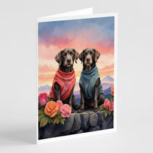 Load image into Gallery viewer, German Wirehaired Pointer Two Hearts Greeting Cards - Blank Note Cards – 8-Pack of Artist-Designed Cards with Envelopes