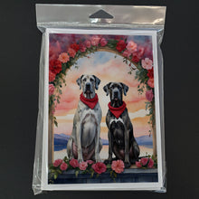 Load image into Gallery viewer, Great Dane Two Hearts Greeting Cards - Blank Note Cards – 8-Pack of Artist-Designed Cards with Envelopes