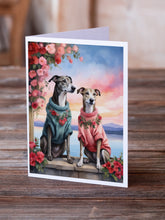 Load image into Gallery viewer, Greyhound Two Hearts Greeting Cards - Blank Note Cards – 8-Pack of Artist-Designed Cards with Envelopes