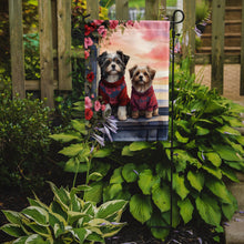 Load image into Gallery viewer, Havanese Two Hearts Garden Flag –  Romantic Dog Pair with Sunset &amp; Mountain Background