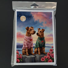 Load image into Gallery viewer, Irish Terrier Two Hearts Greeting Cards - Blank Note Cards – 8-Pack of Artist-Designed Cards with Envelopes