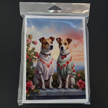 Load image into Gallery viewer, Jack Russell Terrier Two Hearts Greeting Cards - Blank Note Cards – 8-Pack of Artist-Designed Cards with Envelopes