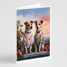 Load image into Gallery viewer, Jack Russell Terrier Two Hearts Greeting Cards - Blank Note Cards – 8-Pack of Artist-Designed Cards with Envelopes
