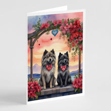 Load image into Gallery viewer, Keeshond Two Hearts Greeting Cards - Blank Note Cards – 8-Pack of Artist-Designed Cards with Envelopes