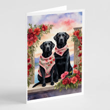 Load image into Gallery viewer, Black Labrador Retriever Two Hearts Greeting Cards - Blank Note Cards – 8-Pack of Artist-Designed Cards with Envelopes