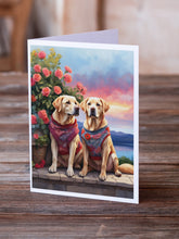 Load image into Gallery viewer, Yellow Labrador Retriever Two Hearts Greeting Cards - Blank Note Cards – 8-Pack of Artist-Designed Cards with Envelopes