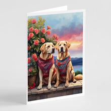 Load image into Gallery viewer, Yellow Labrador Retriever Two Hearts Greeting Cards - Blank Note Cards – 8-Pack of Artist-Designed Cards with Envelopes