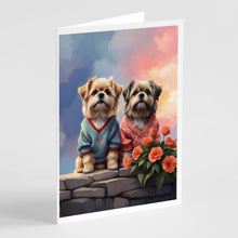 Load image into Gallery viewer, Lhasa Apso Two Hearts Greeting Cards - Blank Note Cards – 8-Pack of Artist-Designed Cards with Envelopes