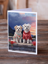 Load image into Gallery viewer, Maltese Two Hearts Greeting Cards - Blank Note Cards – 8-Pack of Artist-Designed Cards with Envelopes