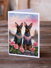 Load image into Gallery viewer, Manchester Terrier Two Hearts Greeting Cards - Blank Note Cards – 8-Pack of Artist-Designed Cards with Envelopes