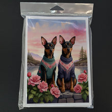 Load image into Gallery viewer, Manchester Terrier Two Hearts Greeting Cards - Blank Note Cards – 8-Pack of Artist-Designed Cards with Envelopes