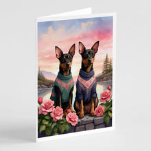Load image into Gallery viewer, Manchester Terrier Two Hearts Greeting Cards - Blank Note Cards – 8-Pack of Artist-Designed Cards with Envelopes
