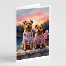 Load image into Gallery viewer, Norfolk Terrier Two Hearts Greeting Cards - Blank Note Cards – 8-Pack of Artist-Designed Cards with Envelopes