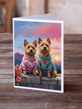 Load image into Gallery viewer, Norwich Terrier Two Hearts Greeting Cards - Blank Note Cards – 8-Pack of Artist-Designed Cards with Envelopes