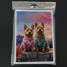 Load image into Gallery viewer, Norwich Terrier Two Hearts Greeting Cards - Blank Note Cards – 8-Pack of Artist-Designed Cards with Envelopes