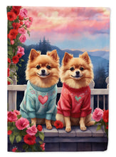 Load image into Gallery viewer, Pomeranian Two Hearts House Flag