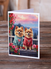 Load image into Gallery viewer, Pomeranian Two Hearts Greeting Cards - Blank Note Cards – 8-Pack of Artist-Designed Cards with Envelopes