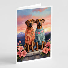 Load image into Gallery viewer, Rhodesian Ridgeback Two Hearts Greeting Cards - Blank Note Cards – 8-Pack of Artist-Designed Cards with Envelopes