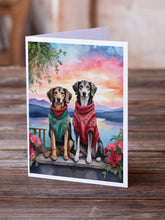 Load image into Gallery viewer, Saluki Two Hearts Greeting Cards - Blank Note Cards – 8-Pack of Artist-Designed Cards with Envelopes