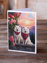 Load image into Gallery viewer, Samoyed Two Hearts Greeting Cards - Blank Note Cards – 8-Pack of Artist-Designed Cards with Envelopes