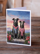 Load image into Gallery viewer, Scottish Deerhound Two Hearts Greeting Cards - Blank Note Cards – 8-Pack of Artist-Designed Cards with Envelopes
