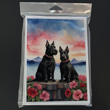 Load image into Gallery viewer, Scottish Terrier Two Hearts Greeting Cards - Blank Note Cards – 8-Pack of Artist-Designed Cards with Envelopes