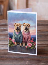 Load image into Gallery viewer, Shar Pei Two Hearts Greeting Cards - Blank Note Cards – 8-Pack of Artist-Designed Cards with Envelopes