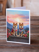 Load image into Gallery viewer, Shiba Inu Two Hearts Greeting Cards - Blank Note Cards – 8-Pack of Artist-Designed Cards with Envelopes