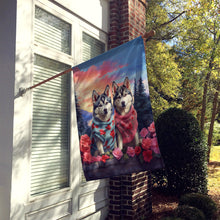 Load image into Gallery viewer, Siberian Husky Two Hearts House Flag