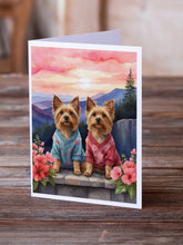 Load image into Gallery viewer, Silky Terrier Two Hearts Greeting Cards - Blank Note Cards – 8-Pack of Artist-Designed Cards with Envelopes
