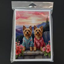 Load image into Gallery viewer, Silky Terrier Two Hearts Greeting Cards - Blank Note Cards – 8-Pack of Artist-Designed Cards with Envelopes