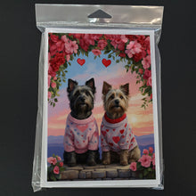 Load image into Gallery viewer, Skye Terrier Two Hearts Greeting Cards - Blank Note Cards – 8-Pack of Artist-Designed Cards with Envelopes