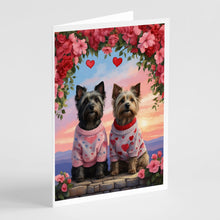 Load image into Gallery viewer, Skye Terrier Two Hearts Greeting Cards - Blank Note Cards – 8-Pack of Artist-Designed Cards with Envelopes