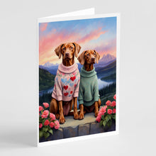 Load image into Gallery viewer, Vizsla Two Hearts Greeting Cards - Blank Note Cards – 8-Pack of Artist-Designed Cards with Envelopes