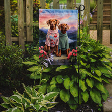 Load image into Gallery viewer, Vizsla Two Hearts Garden Flag –  Romantic Dog Pair with Sunset &amp; Mountain Background