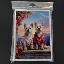 Load image into Gallery viewer, Westie Two Hearts Greeting Cards - Blank Note Cards – 8-Pack of Artist-Designed Cards with Envelopes