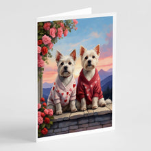 Load image into Gallery viewer, Westie Two Hearts Greeting Cards - Blank Note Cards – 8-Pack of Artist-Designed Cards with Envelopes