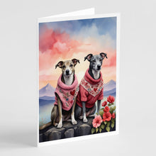 Load image into Gallery viewer, Whippet Two Hearts Greeting Cards - Blank Note Cards – 8-Pack of Artist-Designed Cards with Envelopes