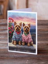 Load image into Gallery viewer, Yorkshire Terrier Two Hearts Greeting Cards - Blank Note Cards – 8-Pack of Artist-Designed Cards with Envelopes