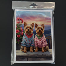 Load image into Gallery viewer, Yorkshire Terrier Two Hearts Greeting Cards - Blank Note Cards – 8-Pack of Artist-Designed Cards with Envelopes