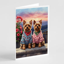 Load image into Gallery viewer, Yorkshire Terrier Two Hearts Greeting Cards - Blank Note Cards – 8-Pack of Artist-Designed Cards with Envelopes